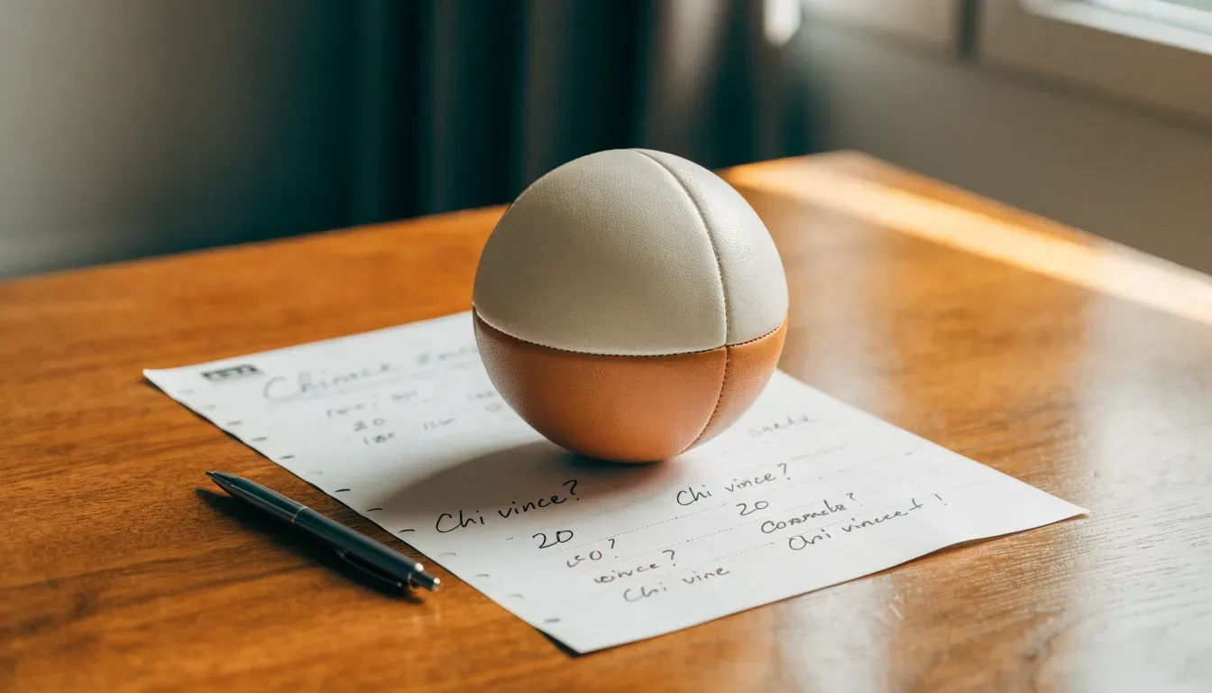 Un pallone da calcio appoggiato su una schedina bianca su un tavolo di legno, alla luce del giorno