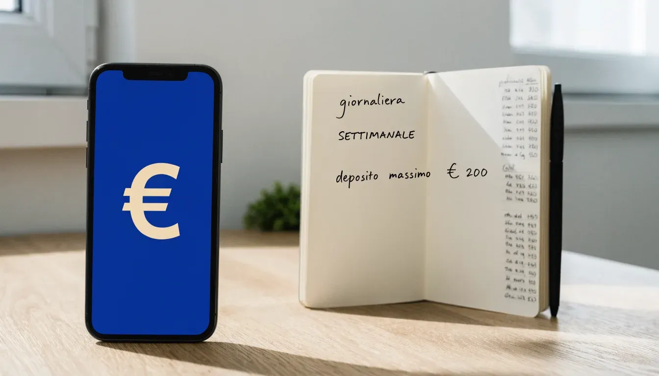 Un foglio di concessione in carta con un timbro rosso, appoggiato su una scrivania di legno accanto a una penna