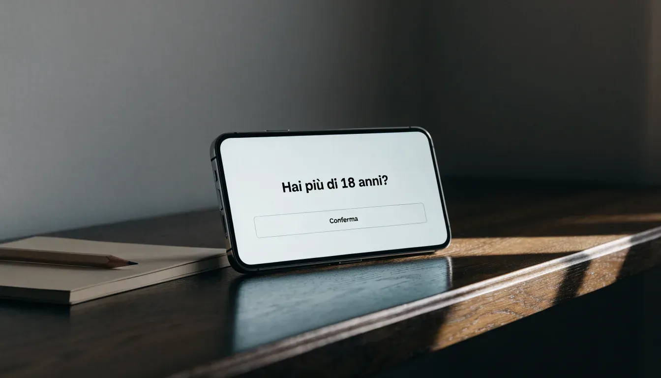 Un foglio di concessione in carta con un timbro rosso, appoggiato su una scrivania di legno accanto a una penna