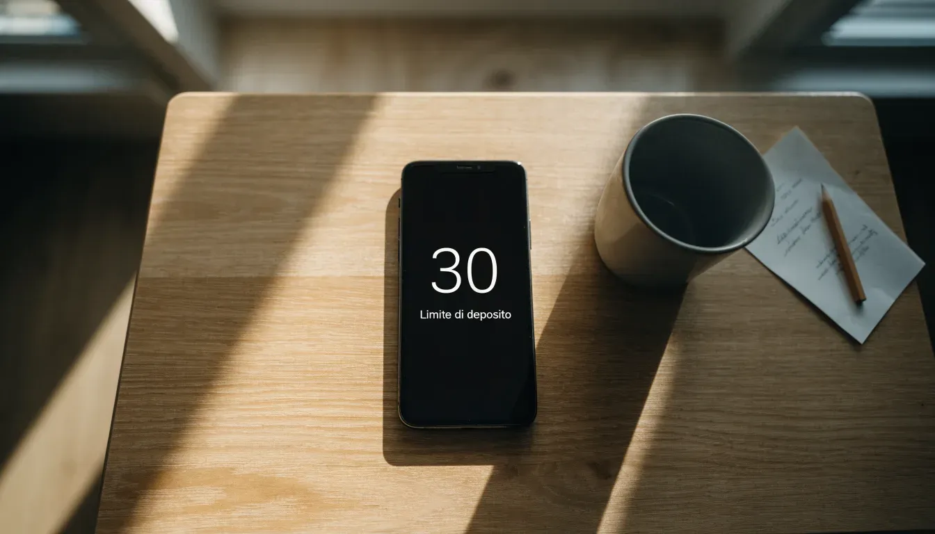 Un documento di identità appoggiato accanto a uno smartphone con un timer sullo schermo, su un tavolo da cucina