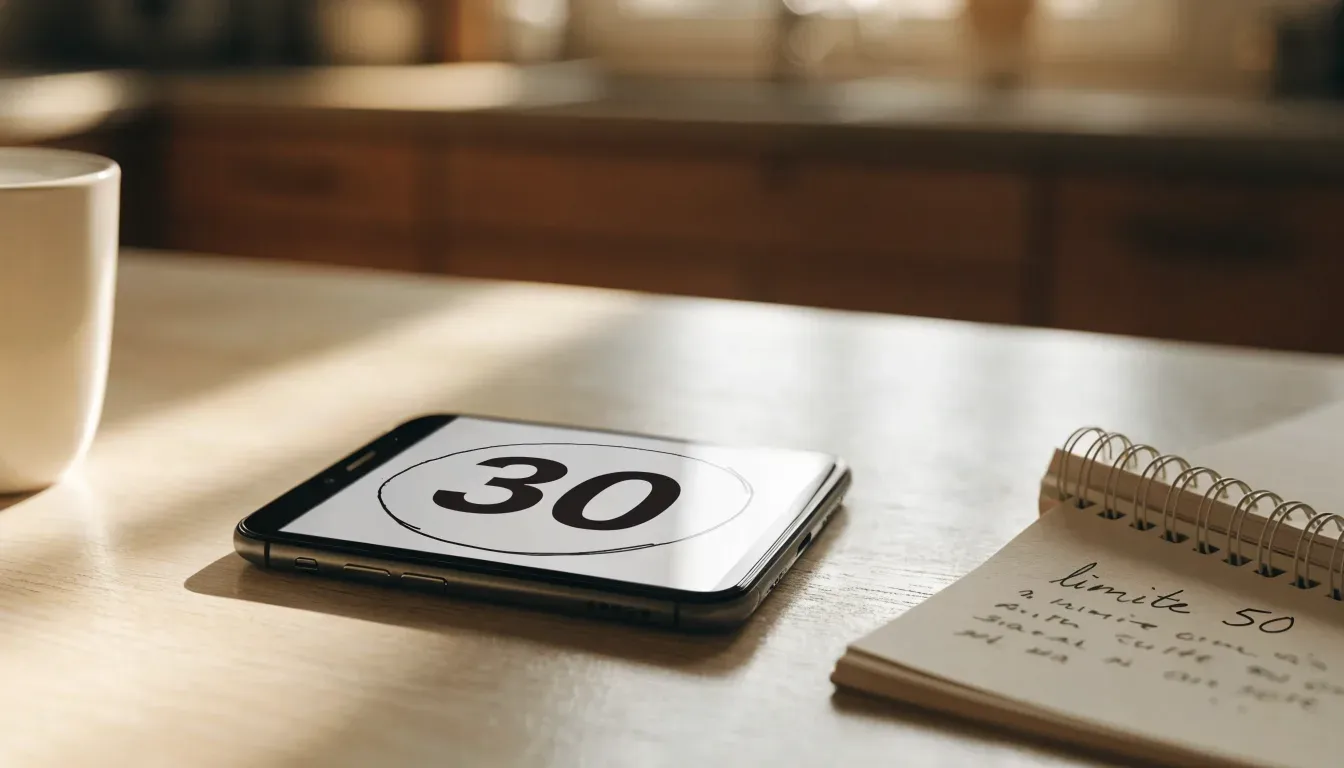 Un documento di identità appoggiato accanto a uno smartphone con un timer sullo schermo, su un tavolo da cucina