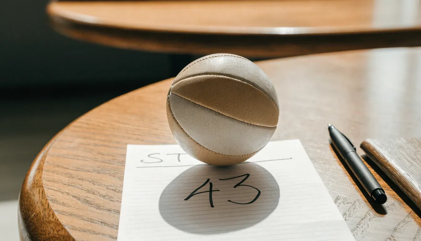 Un pallone da calcio appoggiato su una schedina bianca su un tavolo di legno, alla luce del giorno
