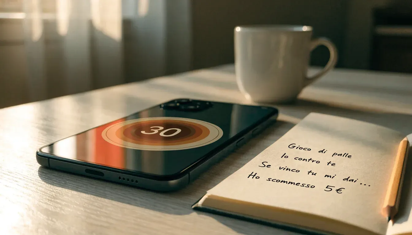 Un documento di identità appoggiato accanto a uno smartphone con un timer sullo schermo, su un tavolo da cucina
